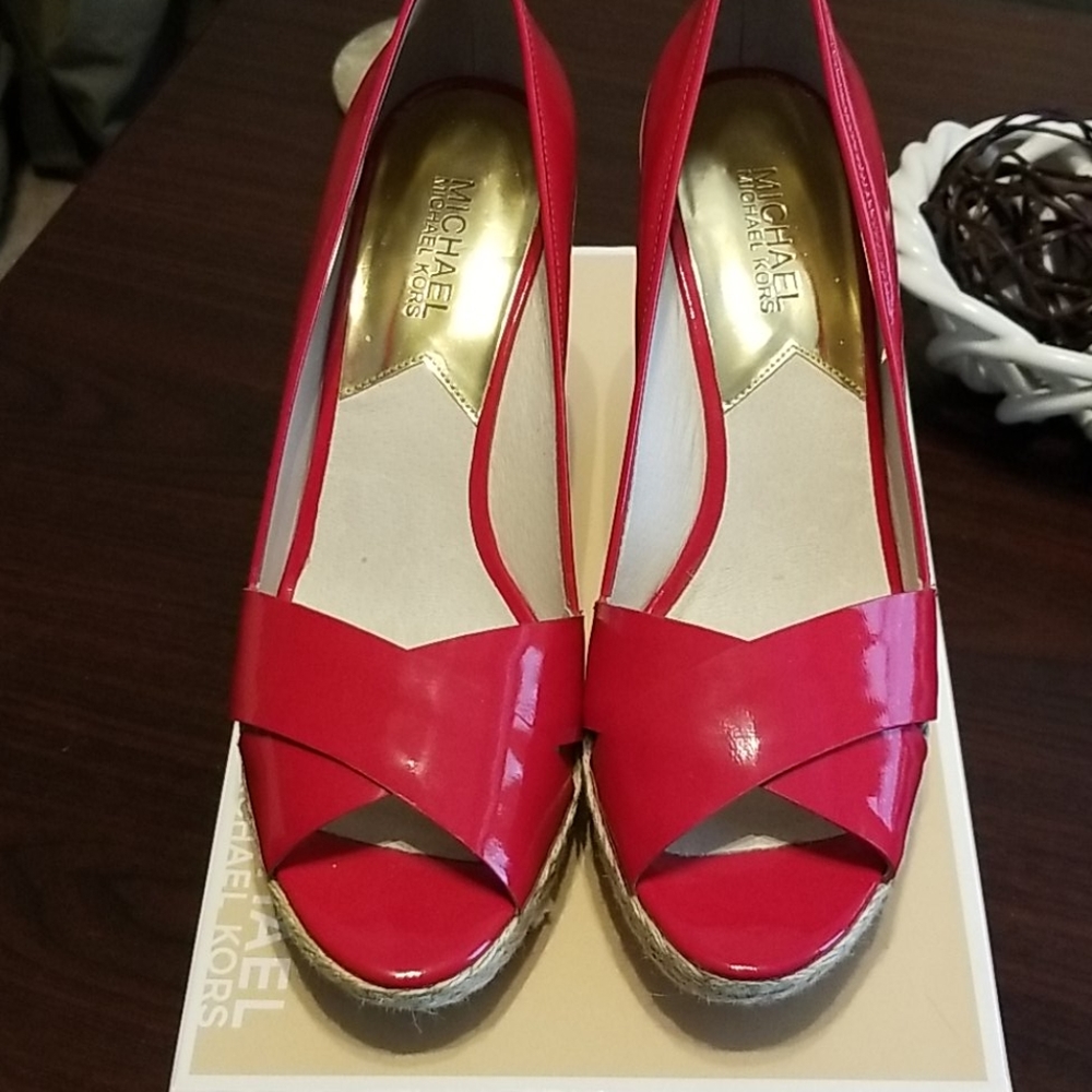 Michael Kors Red Cassandra Heels Size 9.5M